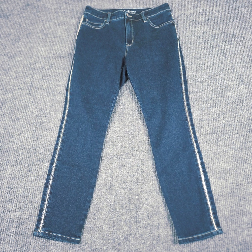 Tommy Bahama Boracay Indigo High Rise Ankle Jeans Blue Rhinestone Women's Size 8